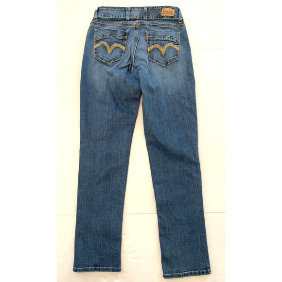 Levis 529 Jeans Womens 28 Low Rise Curvy Slim Fit Stacked Button Whiskered Denim - Picture 2 of 10